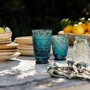 Anthropologie THE BOMBAY HANDBLOWN GLASS JUICE GLASSES, SET OF 4 4531249…